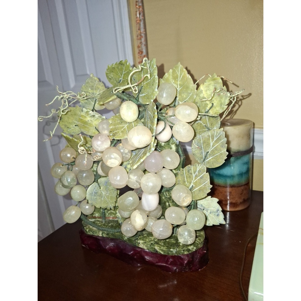 Rare Vintage Jadedit Jade Grape & Marble Vine Bonsai Tree